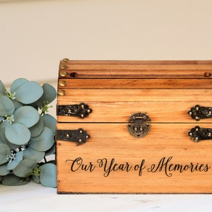 Our Year Of Memories Keepsake Box Wooden Memory Box Wooden Keepsake Box First Anniversary 5th Anniversary Gift Wedding Memory Chest image 5