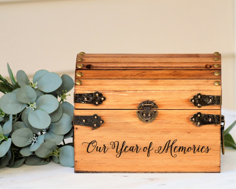 Our Year Of Memories Keepsake Box Wooden Memory Box Wooden Keepsake Box First Anniversary 5th Anniversary Gift Wedding Memory Chest image 5