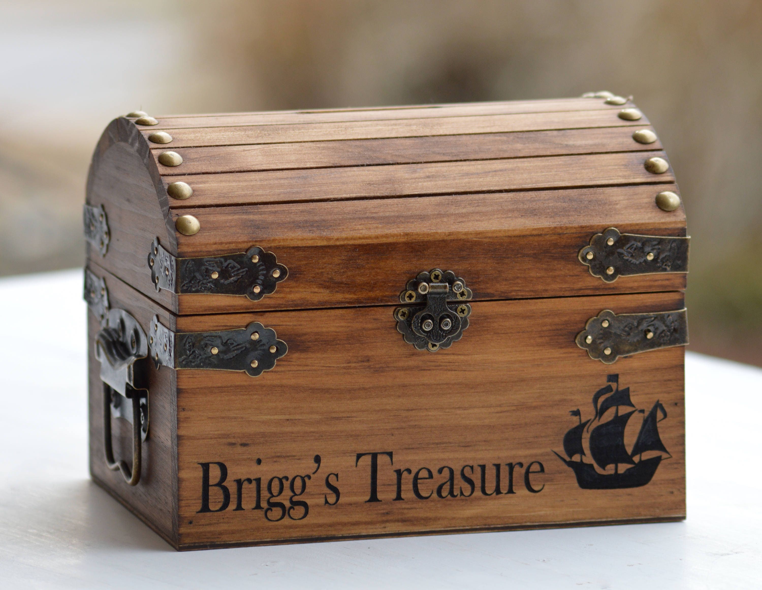 Personalised Silver Pirate Ship Piggy Money Box for Boys 