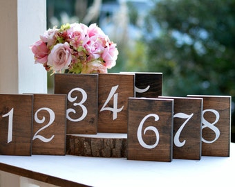 Wooden Table Numbers, Rustic Wedding Table Numbers Self Standing, Wedding Centerpieces Woodland Wedding Table, Painted (TN101F1))