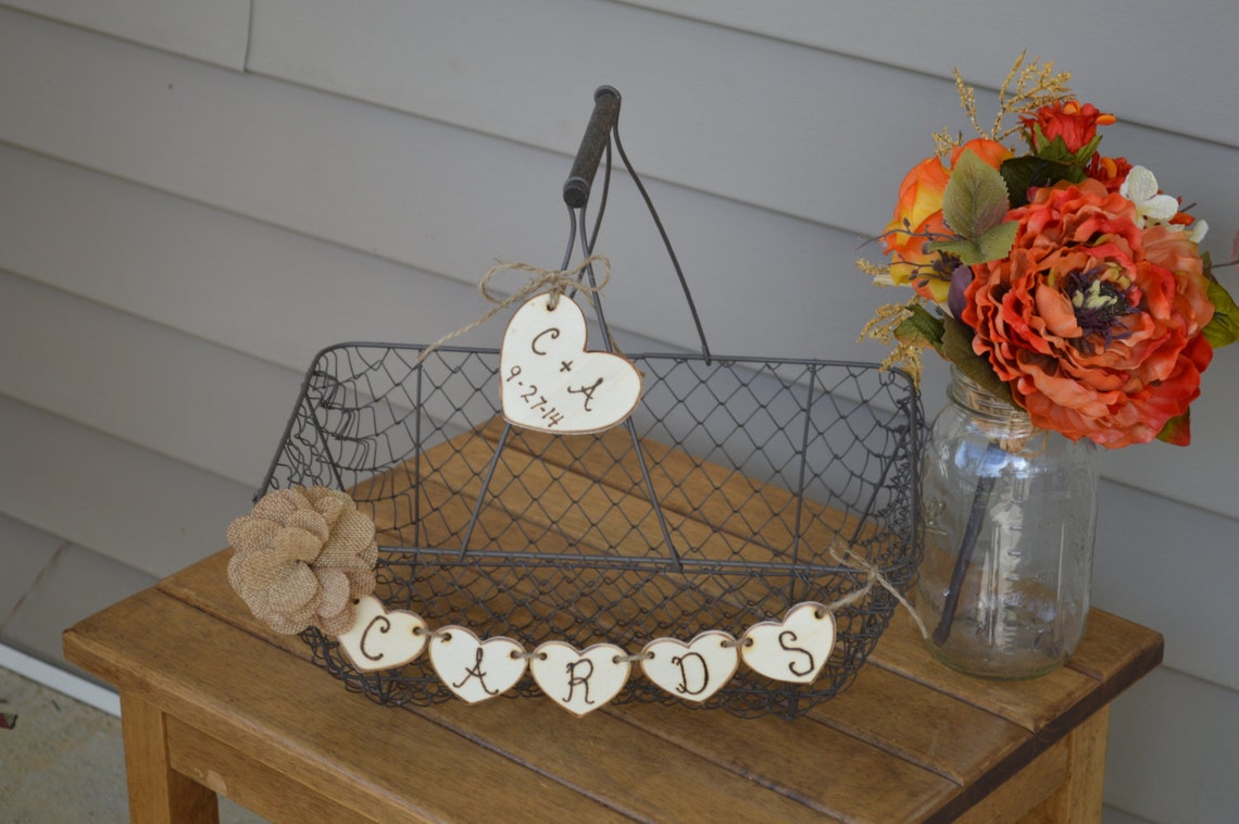 Personalized Cards Basket Burlap Wedding Basket Fall Wedding Etsy