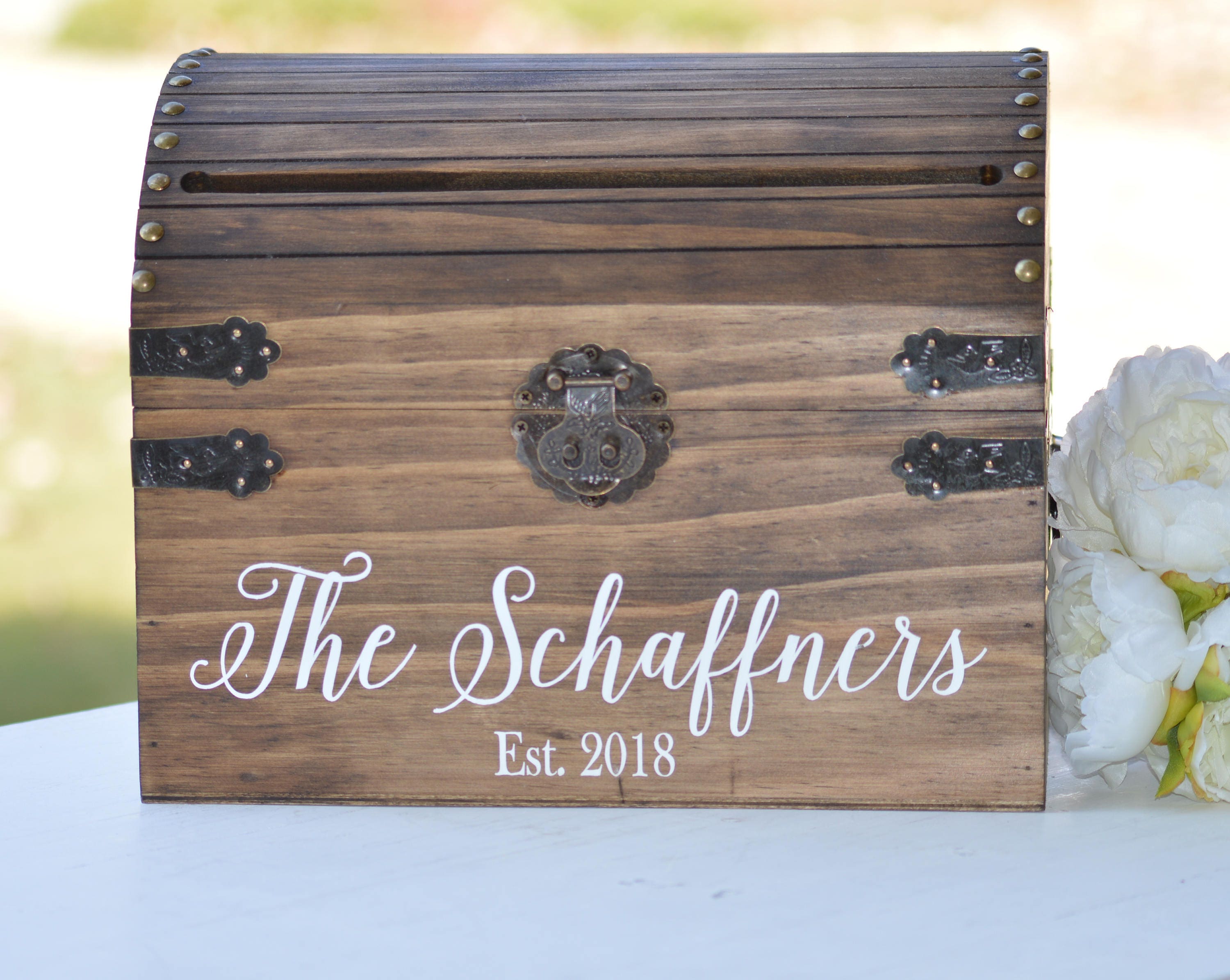 Boho Wedding Card Box Rustic Card Box With Slot Bridal Shower Card Keeper Wedding Keepsake Trunk Barn Wedding Decor