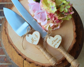 Personalized Rustic Wedding Cake Cutter And Knife Customized Burlap Wedding Cake Knife, Bridal Shower Gift For the Bride To Be(K103)