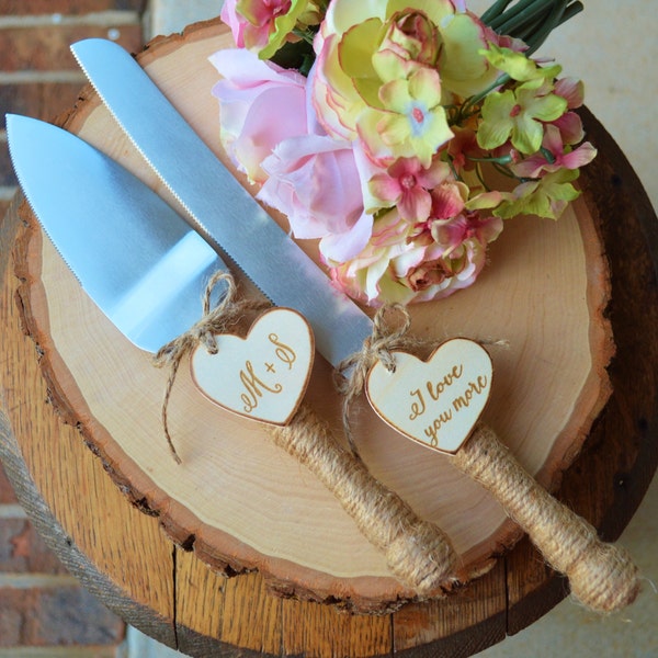 Personalized Rustic Wedding Cake Cutter And Knife Customized Burlap Wedding Cake Knife, Bridal Shower Gift For the Bride To Be(K103)
