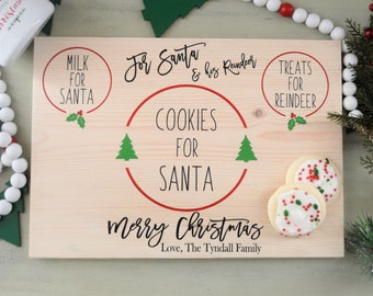 Personalized Cookies for Santa Plate Christmas Plate Milk and Cookies for Santa Tray Christmas Tray Christmas Cookies Farmhouse Style 11x16