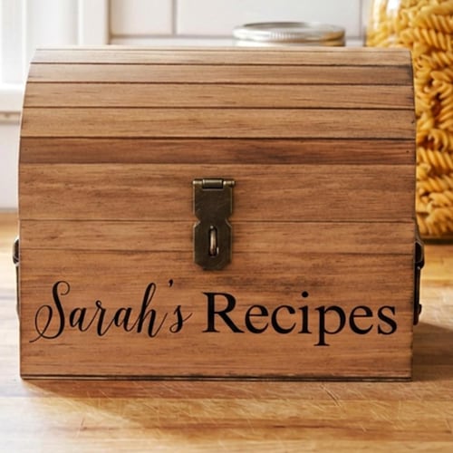 Wood Recipe Box, Customized Recipe Box, Farmhouse Kitchen Decor, Personalized Gift For Her, Housewarming Gift, Pantry Organization
