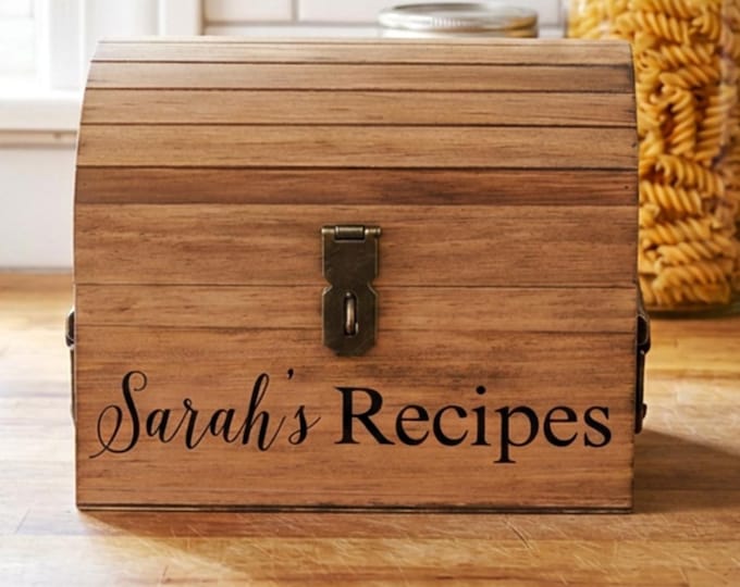 Wood Recipe Box, Customized Recipe Box, Farmhouse Kitchen Decor, Personalized Gift For Her, Housewarming Gift, Pantry Organization