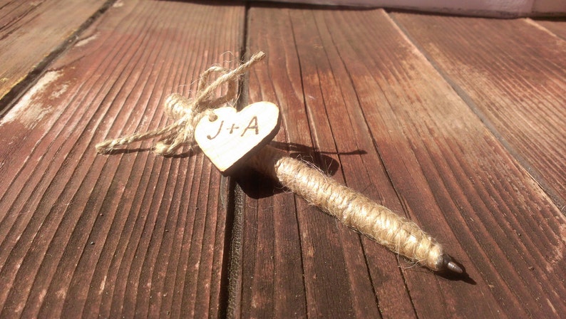 rustic wedding pen, wedding guest book pen, burlap wedding image 2