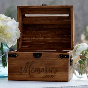 Keepsake Box For Baby Or Wedding, Wooden Memories Box, Card Box With Slot, Love Letters Box, 5th Anniversary Gift, Wedding  Memory Chest