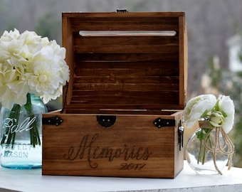 Keepsake Box For Baby Or Wedding, Wooden Memories Box, Card Box With Slot, Love Letters Box, 5th Anniversary Gift, Wedding  Memory Chest