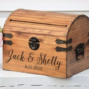 Wedding Card Box Rustic Card Box With Slot Advice Box Wooden Wedding Card Holder With Names Memory Chest Custom Keepsake Trunk