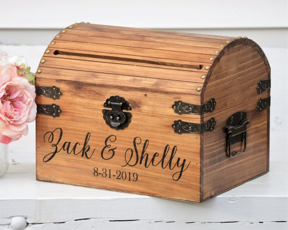 Wedding Card Box Rustic Card Box With Slot Advice Box Wooden Wedding Card Holder With Names Memory Chest Custom Keepsake Trunk Etsy UK