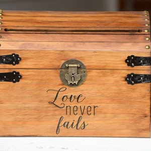Love Never Fails Wedding Card Box Love Is Patient 1st Corinthians Card Box With Slot Valentines Day Gift Wedding Chest Keepsake Trunk