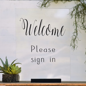 Wedding Welcome Sign Please Sign In Guest Book Sign  Clear Acrylic Wedding Signs Wedding Lucite Menu Signs Signature Cocktail Clear Sign