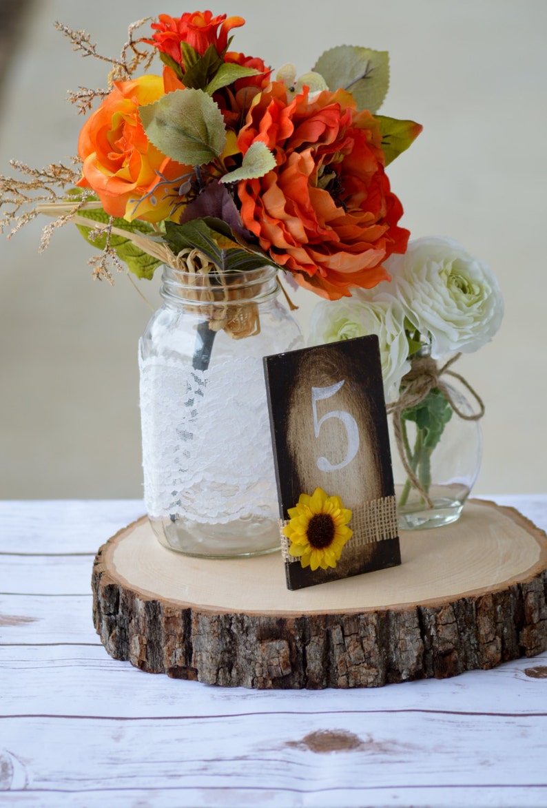 Sunflower Table Numbers Sunflower Wedding Rustic Fall Etsy