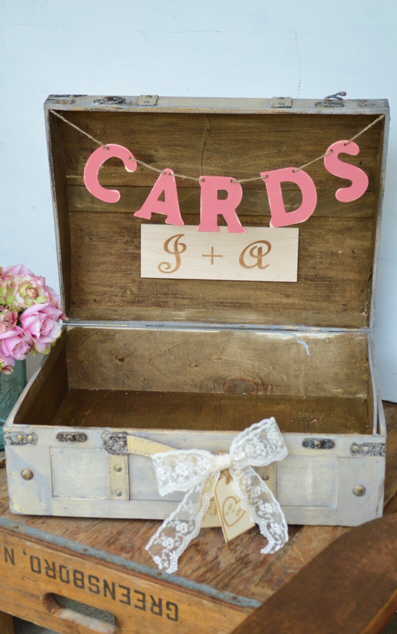 Vintage Suitcase Card Box XL Shabby Chic Card Box Rustic Etsy