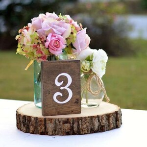 Wooden Table Numbers, Rustic Wedding Table Numbers Self Standing, Wedding Centerpieces Woodland Wedding Table Wooden Table Numbers image 3