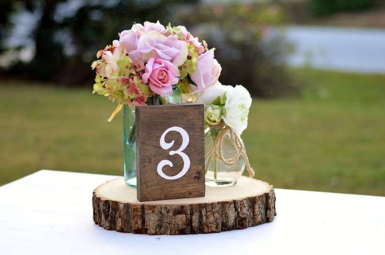 Wooden Table Numbers, Rustic Wedding Table Numbers Self Standing, Wedding Centerpieces Woodland Wedding Table Wooden Table Numbers image 3