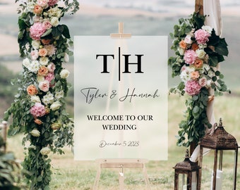 Modern Acrylic Wedding Welcome Sign Personalized Welcome To Our Wedding Frosted Acrylic Welcome Wedding Sign Wedding Reception Sign Custom