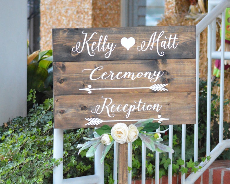 Wedding Directional Signs Wood Wedding Signs With Stake Etsy