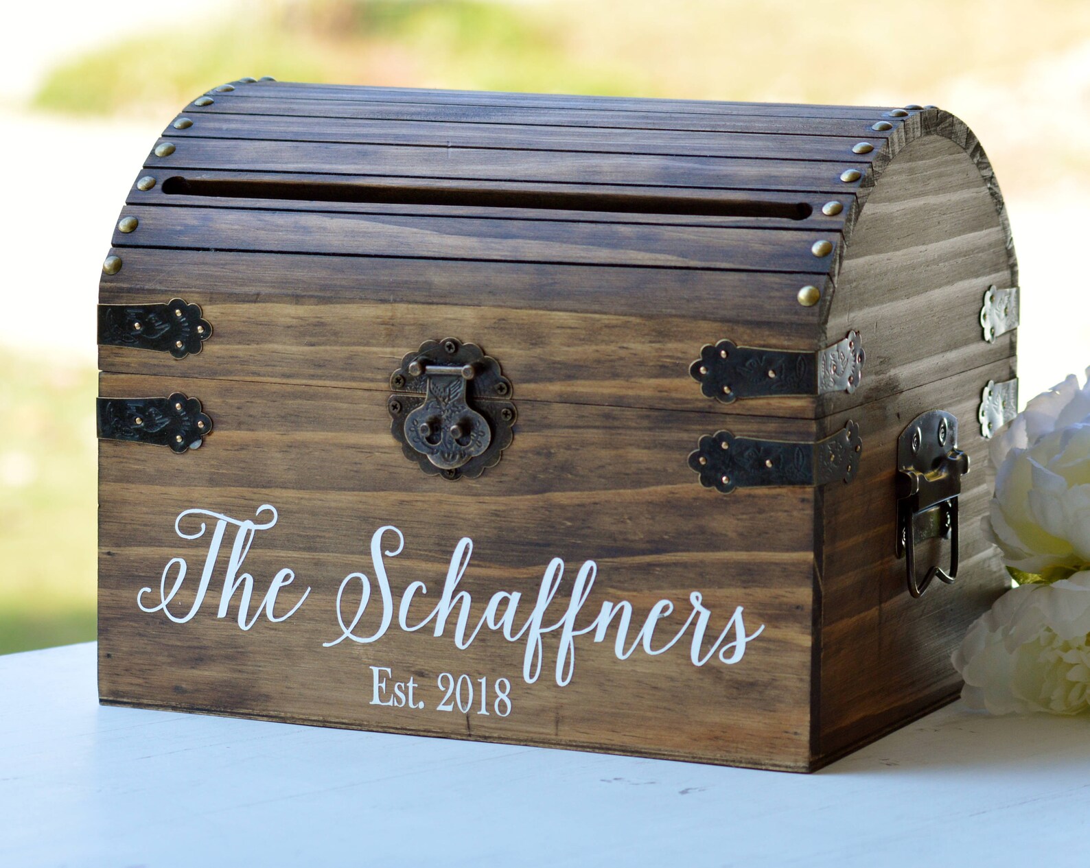 Boho Wedding Card Box, Rustic Card Box With Slot, Bridal Shower Card ...