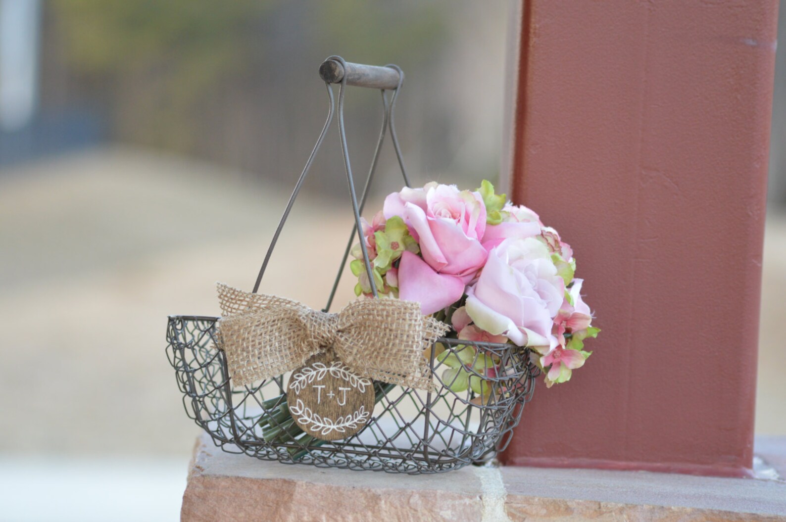 Rustic Flower Girl Basket Personalized Rustic Wedding Decor Etsy