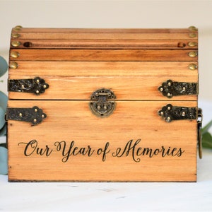 Our Year Of Memories Keepsake Box Wooden Memory Box Wooden Keepsake Box First Anniversary 5th Anniversary Gift Wedding Memory Chest image 9