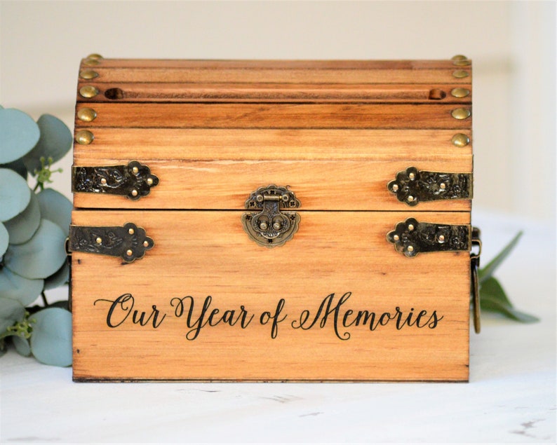 Our Year Of Memories Keepsake Box Wooden Memory Box Wooden Keepsake Box First Anniversary 5th Anniversary Gift Wedding Memory Chest image 9