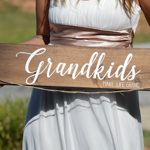 Grandkids Make Life Grand Sign Picture Holder, Grandkids Photo Display, Grandparents Picture Frame, Rustic Home Decor, Farmhouse sign