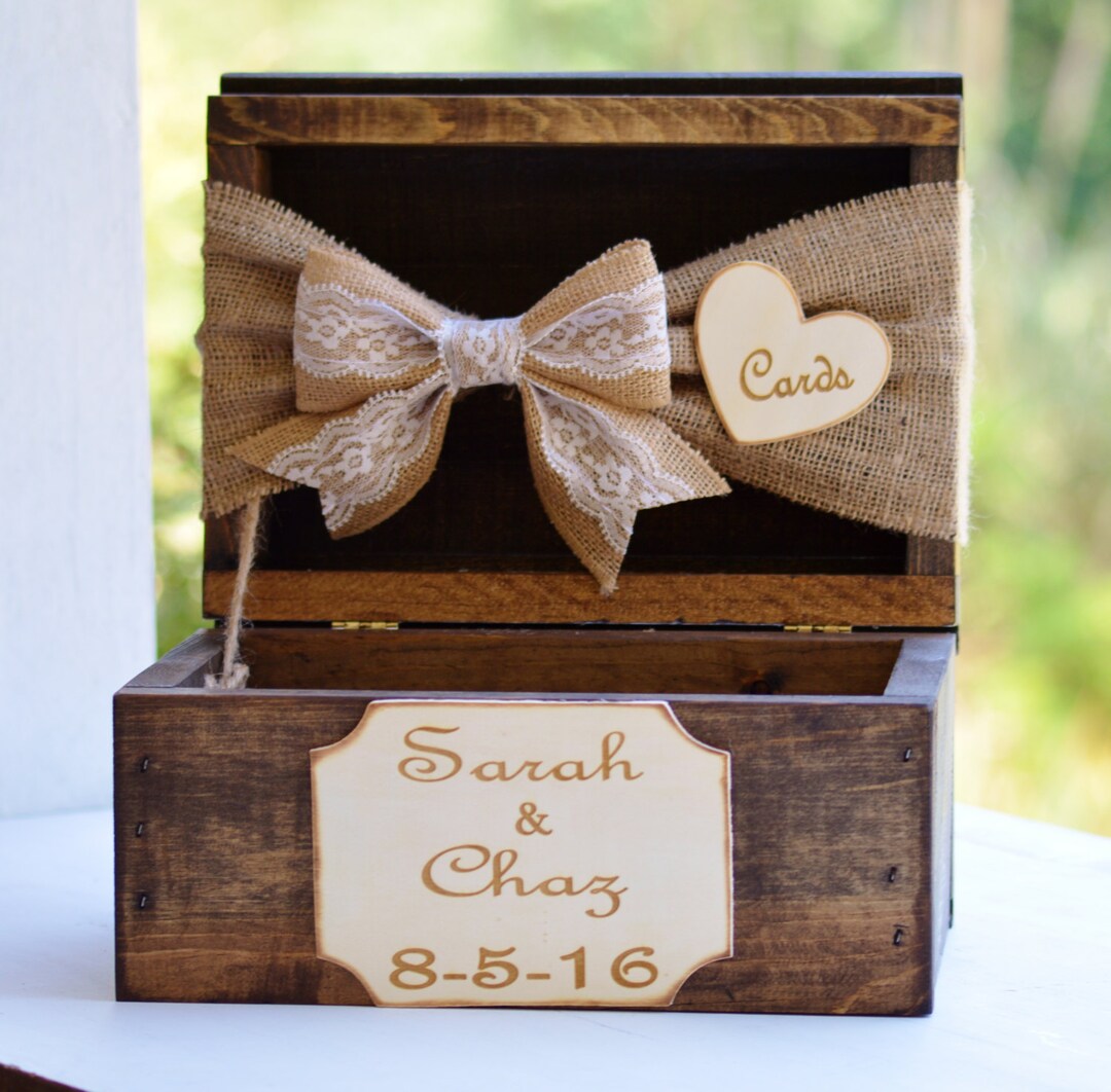 Burlap and Lace Card Box, Rustic Wedding Card Box, Burlap Wedding Decor ...