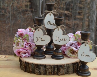 family unity candle holders, rustic wedding unity candle set, burlap wedding decor, family set