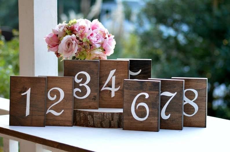 Wooden Table Numbers, Rustic Wedding Table Numbers Self Standing, Wedding Centerpieces Woodland Wedding Table Wooden Table Numbers image 1