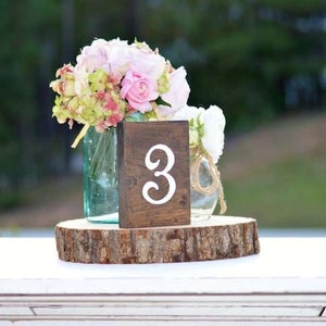 Wooden Table Numbers, Rustic Wedding Table Numbers Self Standing, Wedding Centerpieces Woodland Wedding Table Wooden Table Numbers image 8
