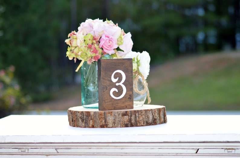 Wooden Table Numbers, Rustic Wedding Table Numbers Self Standing, Wedding Centerpieces Woodland Wedding Table Wooden Table Numbers image 8