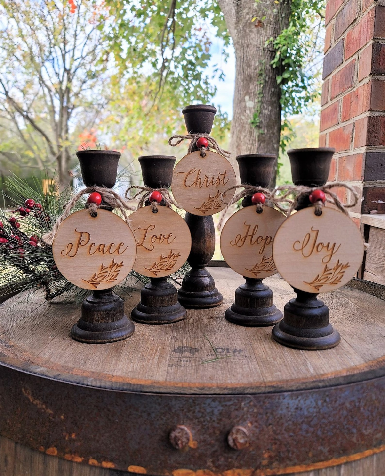 Advent Candle Holder 5 Candle Set Wood Advent Candle Holders Etsy