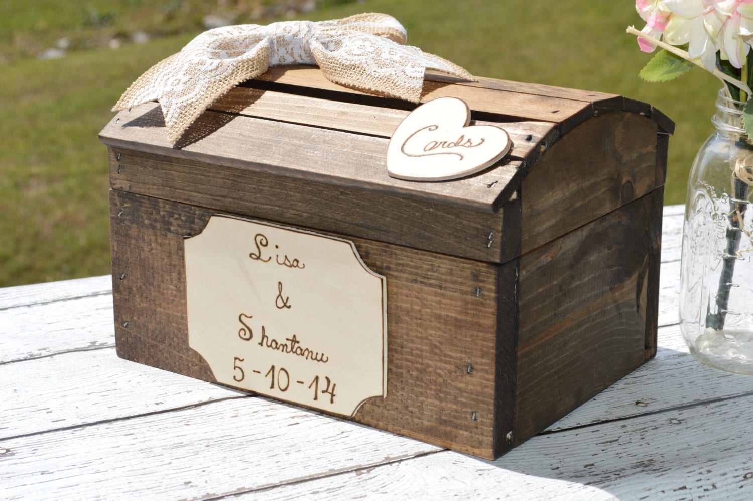 Shabby chic card box custom wedding card box xlarge size Etsy