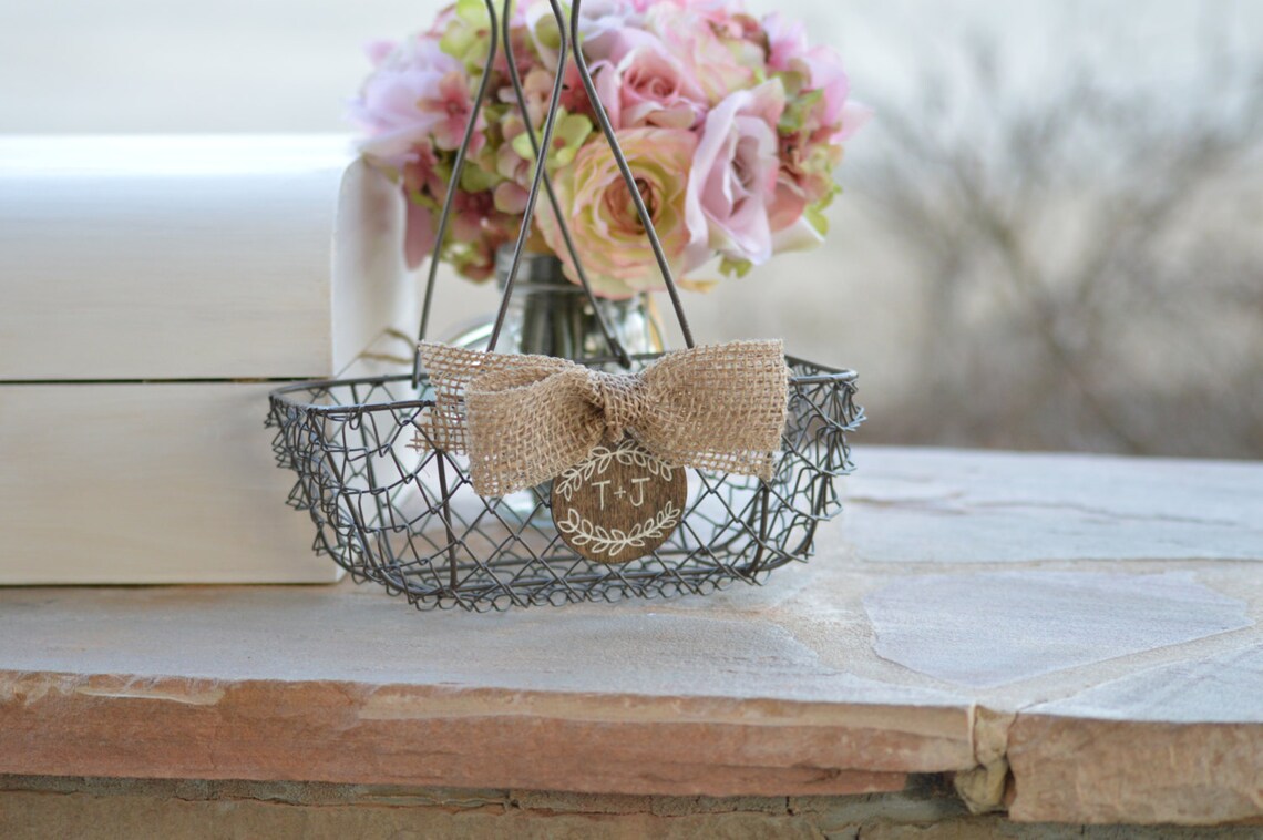 Rustic Flower Girl Basket Personalized Rustic Wedding Decor Etsy