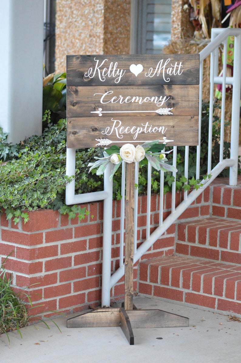 Wedding Directional Signs Wood Wedding Signs With Stake Etsy