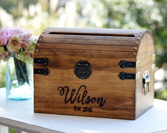 Wedding Card Box Wood Wedding Card Box With Slot 5th Anniversary Gift Wedding  Memory Chest, Custom Keepsake Trunk Personalized