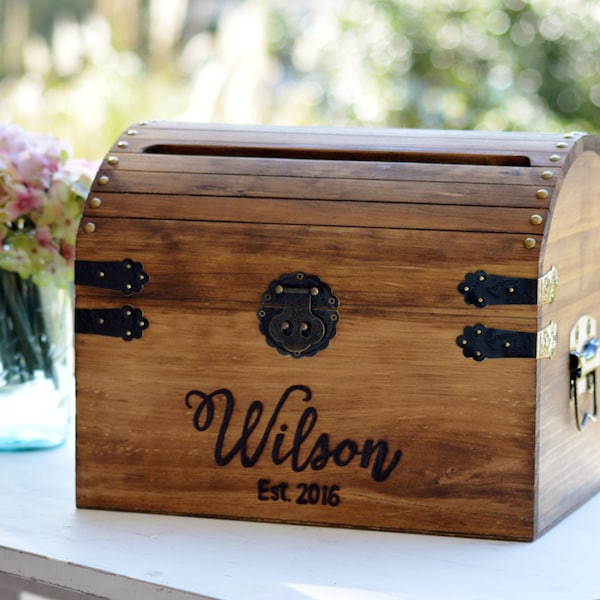 Wedding Card Box Wood Wedding Card Box With Slot 5th Anniversary Gift Wedding  Memory Chest, Custom Keepsake Trunk Personalized