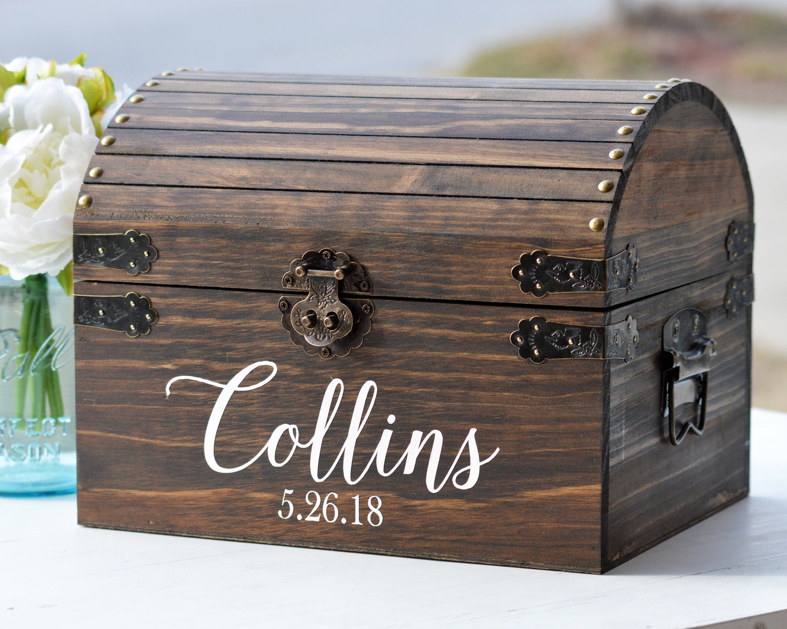 Boho Wedding Card Box, Rustic Card Box With Slot, Bridal Shower Card ...