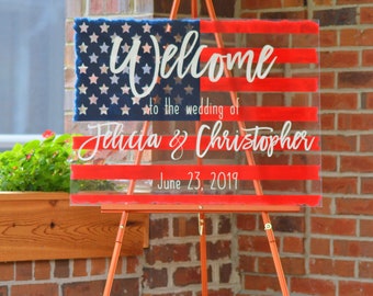 Military Wedding Welcome Sign Clear Acrylic Wedding Sign Military Deployment Sign Military Homecoming Sign 4th of July Party Sign