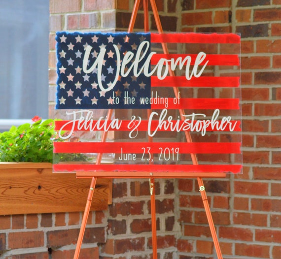 Military Wedding Welcome Sign Clear Acrylic Wedding Sign Military Deployment Sign Military Homecoming Sign 4th of July Party Sign