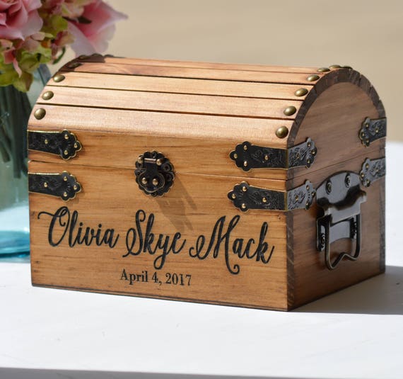 Wooden Card Box, Rustic Card Box With Slot, Bridal Shower Card Holder  Wedding Keepsake Chest Custom Keepsake Trunk Shabby Chic Wedding CT001