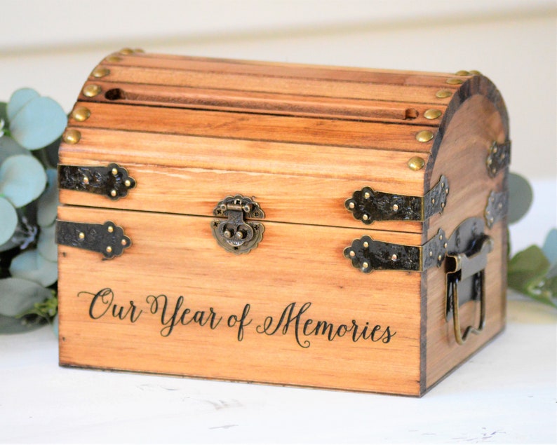 Our Year Of Memories Keepsake Box Wooden Memory Box Wooden Keepsake Box First Anniversary 5th Anniversary Gift Wedding Memory Chest image 2