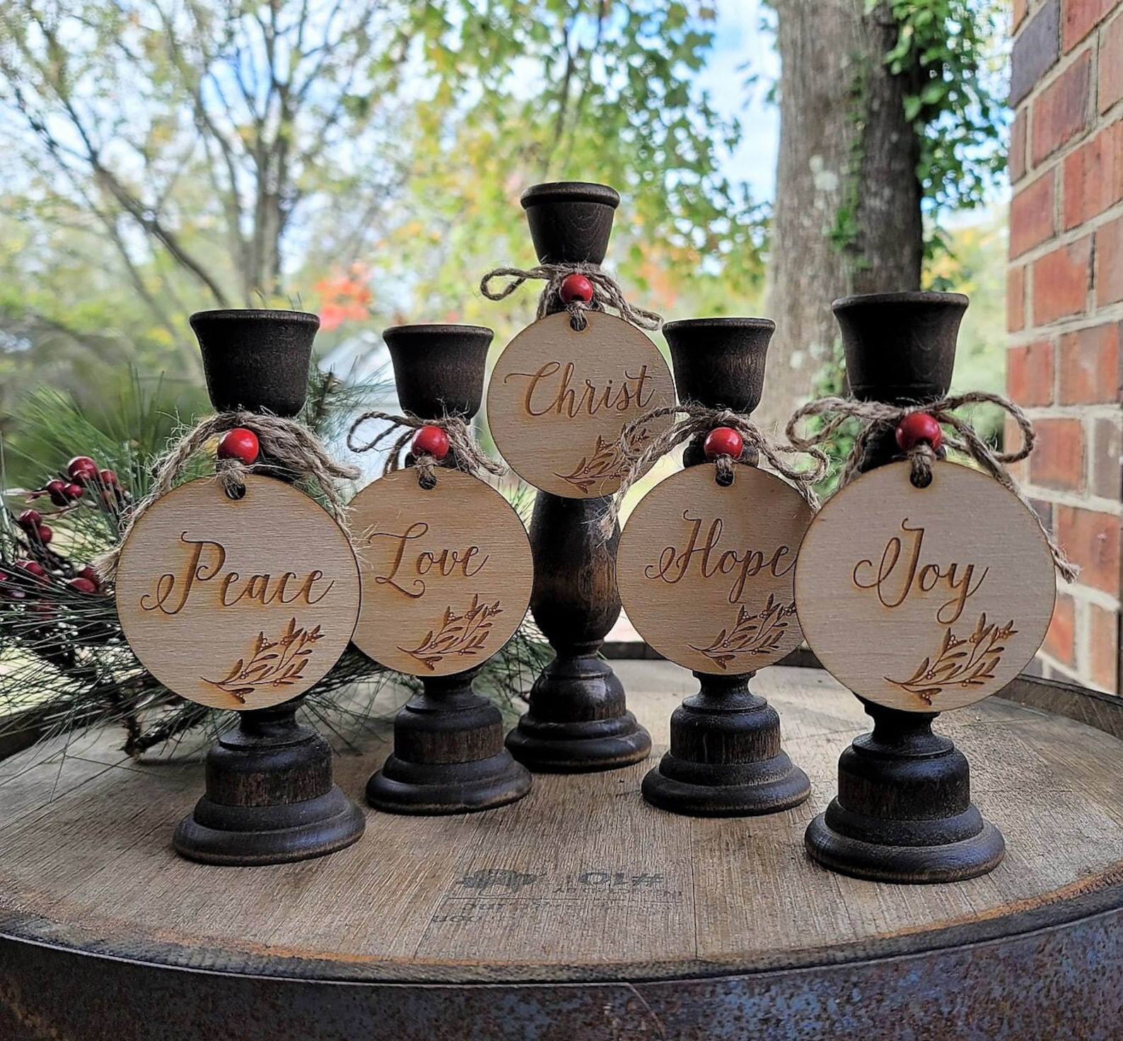 Advent Candle Holder 5 Candle Set Wood Advent Candle Holders Etsy