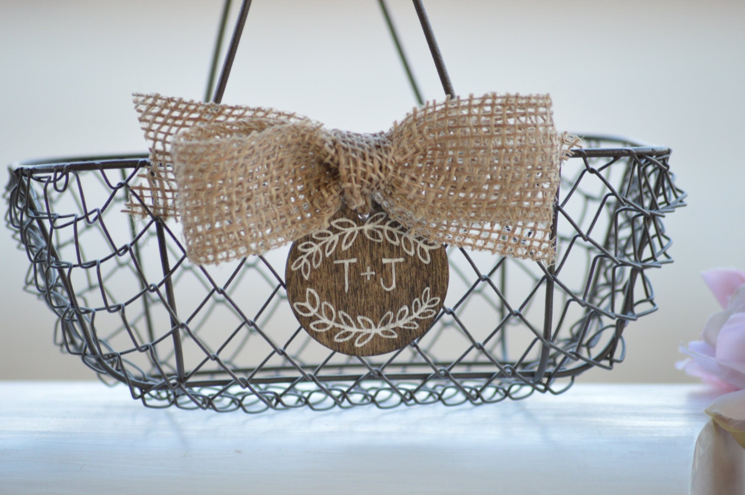 Rustic Flower Girl Basket Personalized Rustic Wedding Decor Etsy