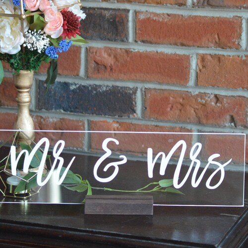 Acrylic Mr and Mrs Table Top Sign for Wedding Bride and Groom Etsy