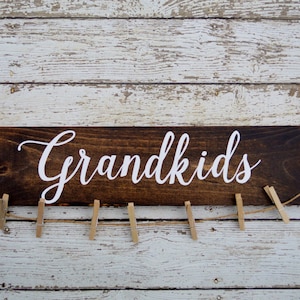 Grandkids sign picture holder, grandkids make life grand, grandparents picture frame, home decor, gift for grandparents, photo display