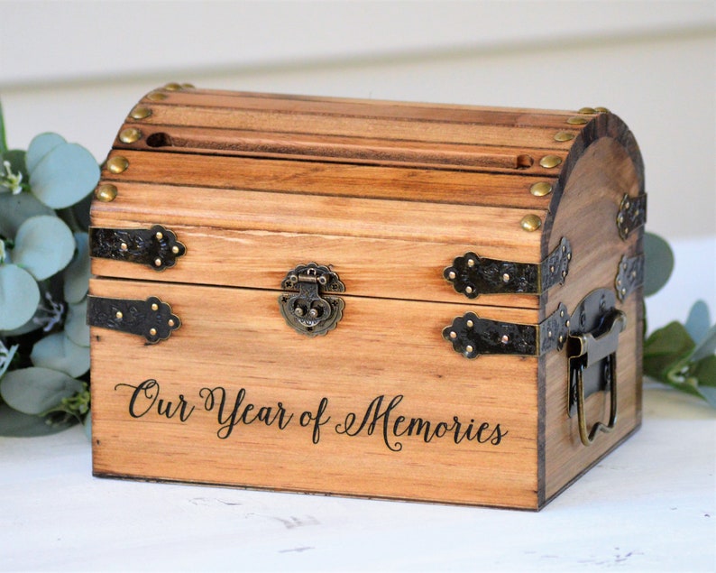 Our Year Of Memories Keepsake Box Wooden Memory Box Wooden Keepsake Box First Anniversary 5th Anniversary Gift Wedding Memory Chest image 6